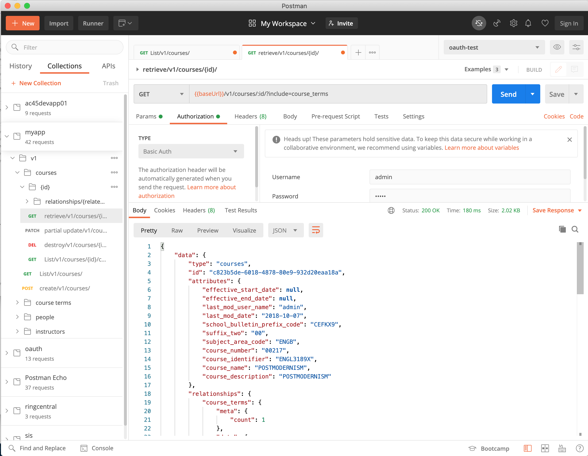 Postman openapi imported collection