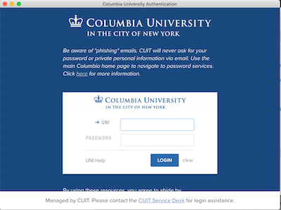 Columbia CAS login