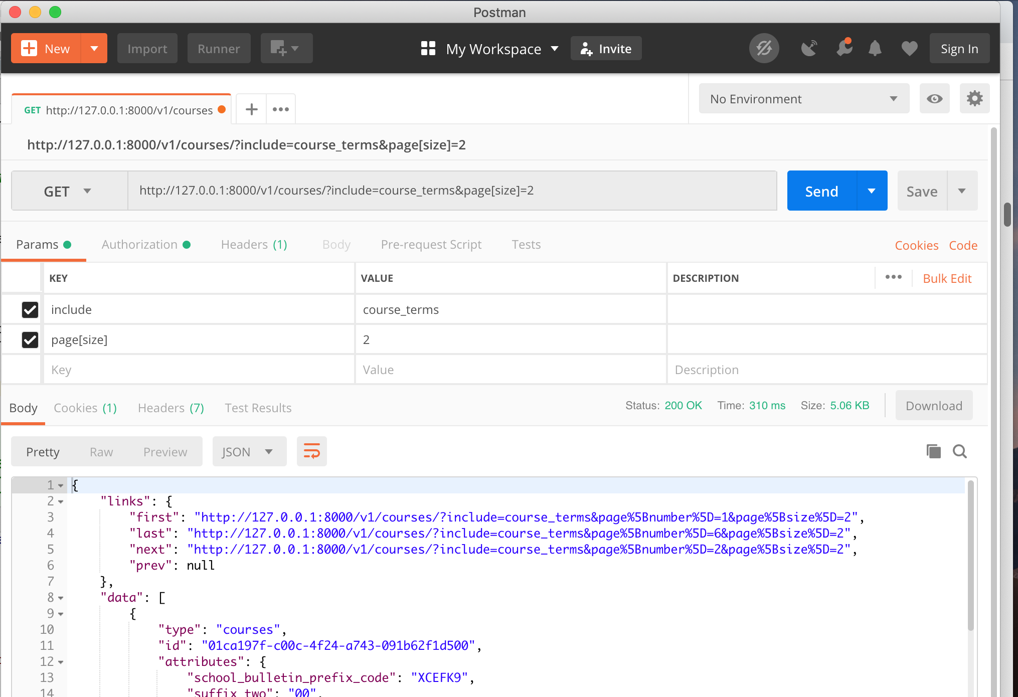 postman screenshot response is included following